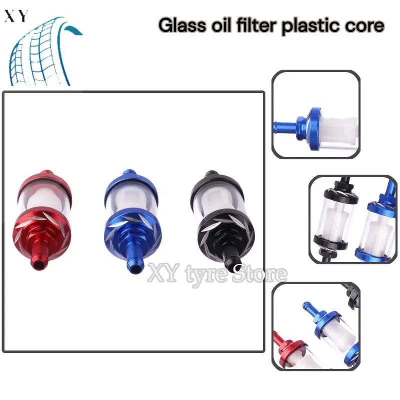 CNC Aluminum Alloy 8mm Glass Gas Fuel Oil Filter Moto for CRF70 90 110 TTR100 110 KLX65 Dirt Pit Bike 125/140/150/160cc