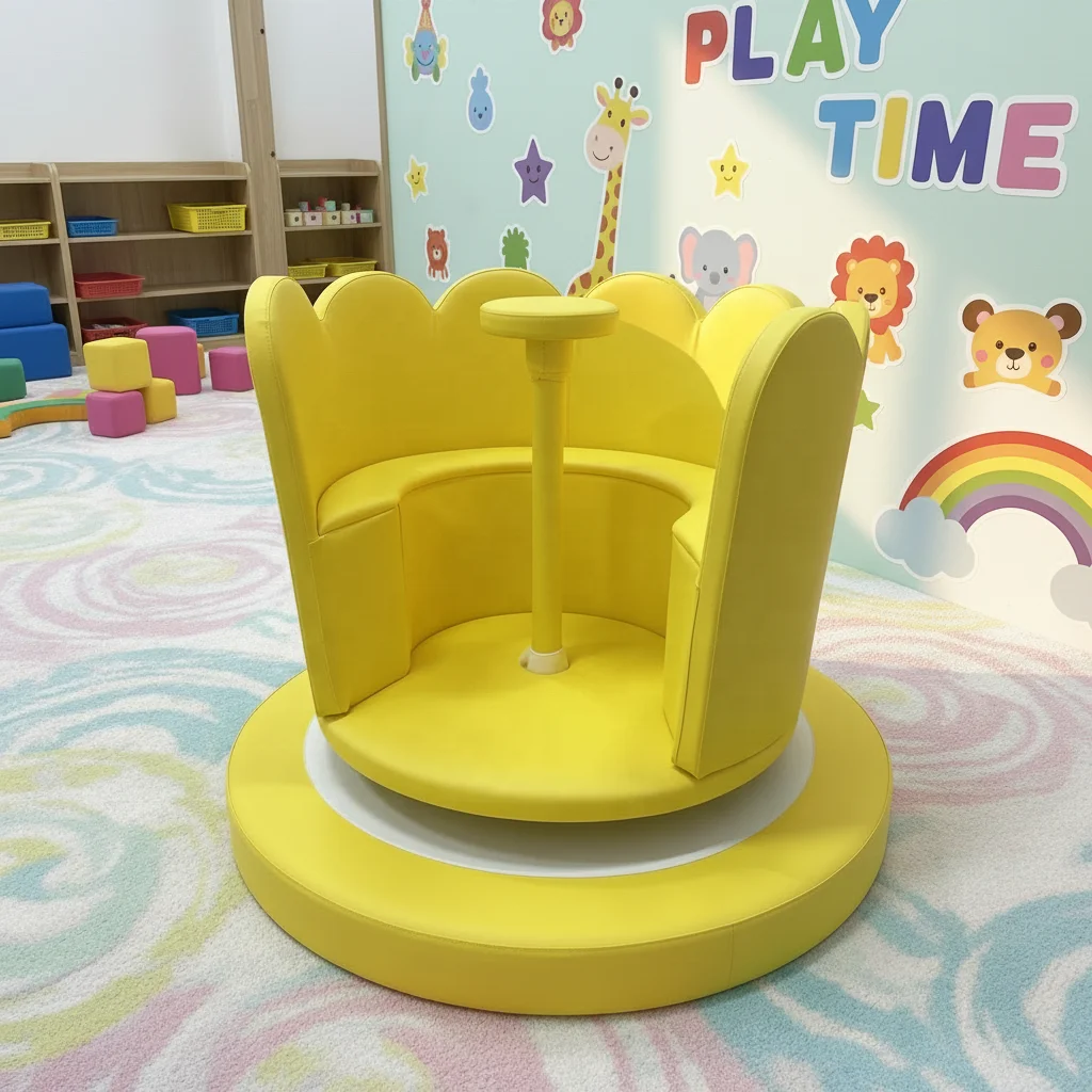 Custom swivel chair kids indoor foam soft play equipment for family playground, children's activity area, party game room