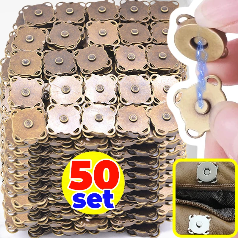 

1-50set Magnetic Snap Fasteners Clasps Buttons Handbag Purse Wallet Craft Bag Parts Mini Adsorption Buckle DIY Craft Wholesale
