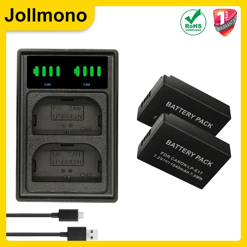4Pcs LP-E17 LPE17 LP E17 Camera Battery+NEW LED Dual USB Charger for Canon EOS R8 RP 200D 250D M3 M5 M6 750D 760D T6s 800D T8i image 3