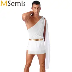 Mens Ancient Greek Mr Toga Cosplay Outfit Halloween Medieval Knight Warrior Roman Gladiator Costume One Shoulder Slit Bodysuit