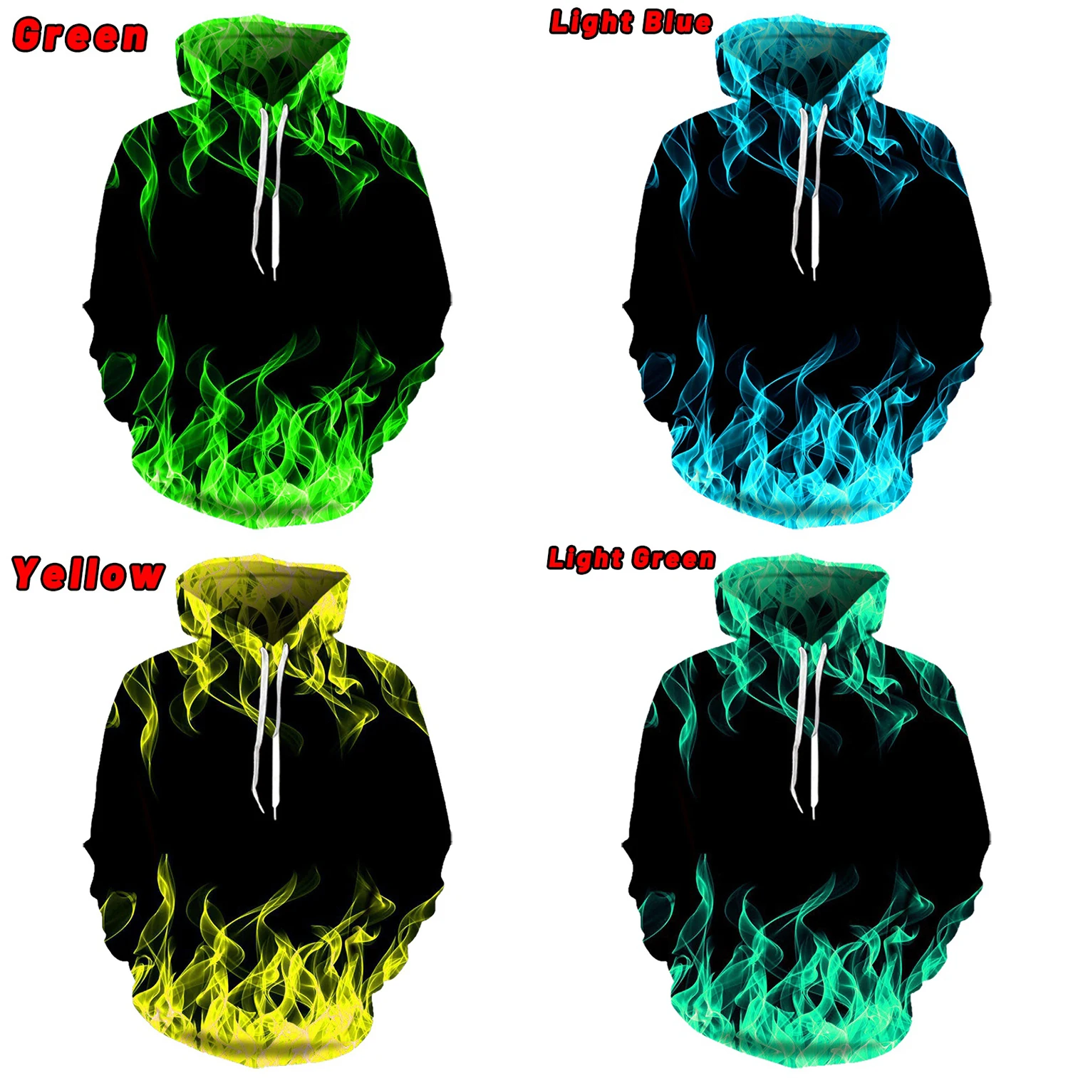 Plus Size Fashion Unisex Flame 3D Printed Hoodies Casual Long Sleeve Hooded Sweatshirt Hip-Hop Jacket Pullover Sudaderas Hombre