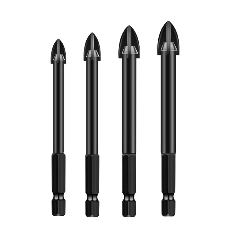 Alloy Four-Edge Cross Drill Bit Multi-Functional Wall Metal Drilling Triangle Glass Hole Opener Set For Wholesale