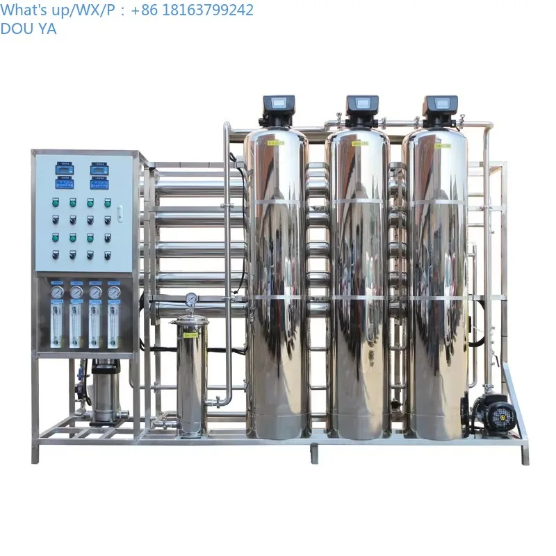 2026 1000LPH مرحلتين SS304 التناضح العكسي خط إنتاج المياه النقية الكامل للمياه المقطرة