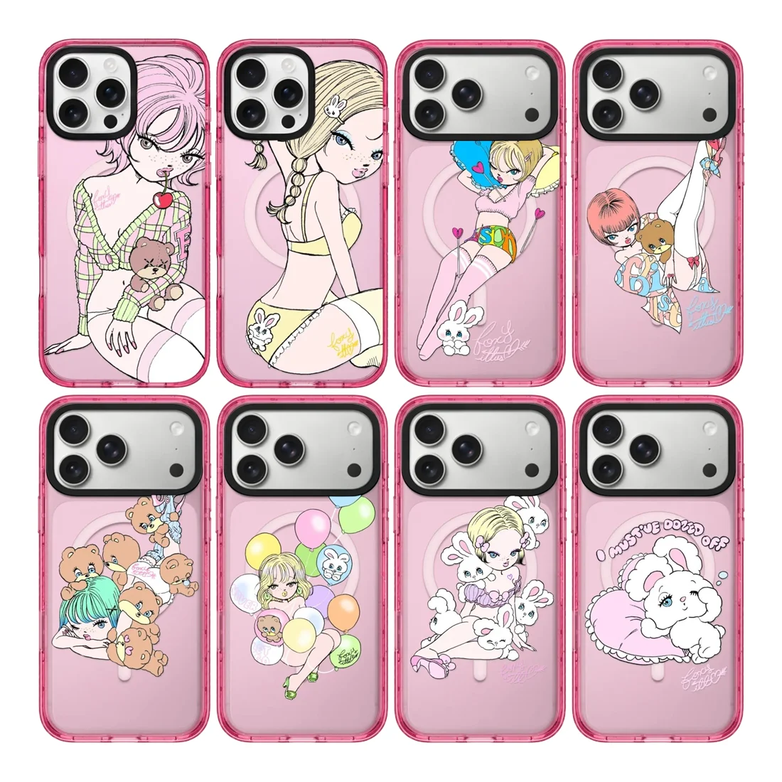 

Anime Girl Cartoon Rabbit Acrylic Pink Border Phone Cover for IPhone 13 14 15 16 17 Pro Max Case for IPhone 17 Air