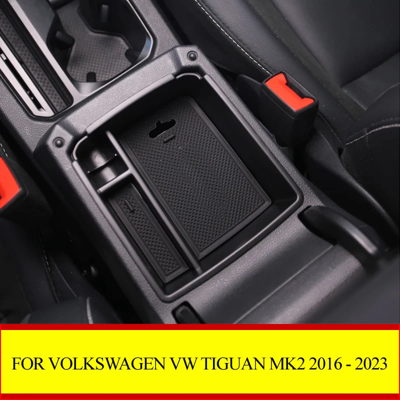Para volkswagen vw tiguan mk2 2016 - 2023 caixa de armazenamento de apoio de braço do carro bandeja console central luva orgnainzer acessórios