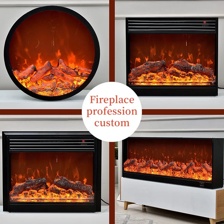 Riscaldatore portatile 2024 NUOVA fiamma 3D camino elettronico camino riscaldatore interno in vetro 4D in stile europeo in 7 colori dimensioni personalizzate
