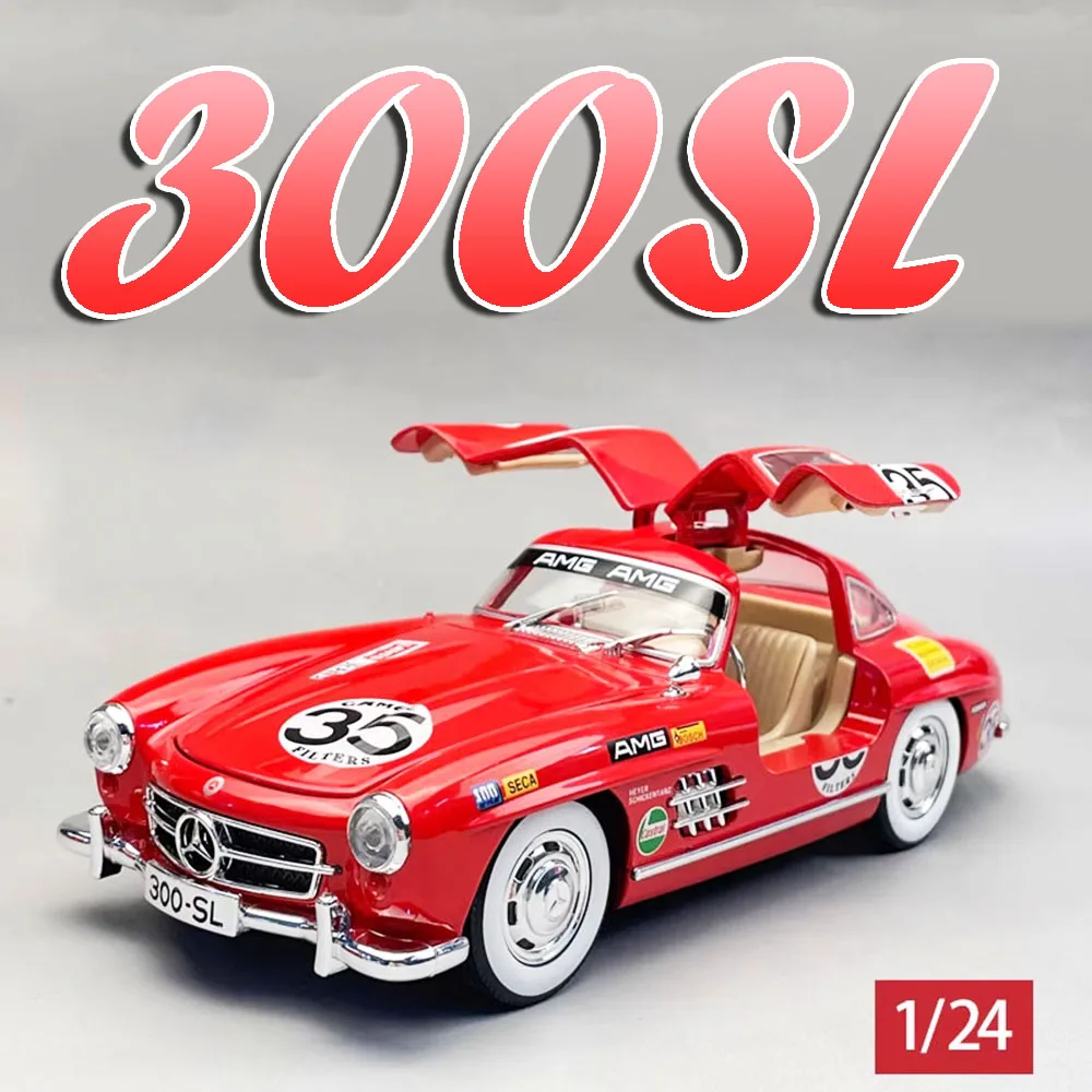 1:24 in miniatura 300SL modello di auto d'epoca giocattoli pressofusi in lega suono luce porte aperte tirare indietro assorbimento degli urti ornamenti modelli