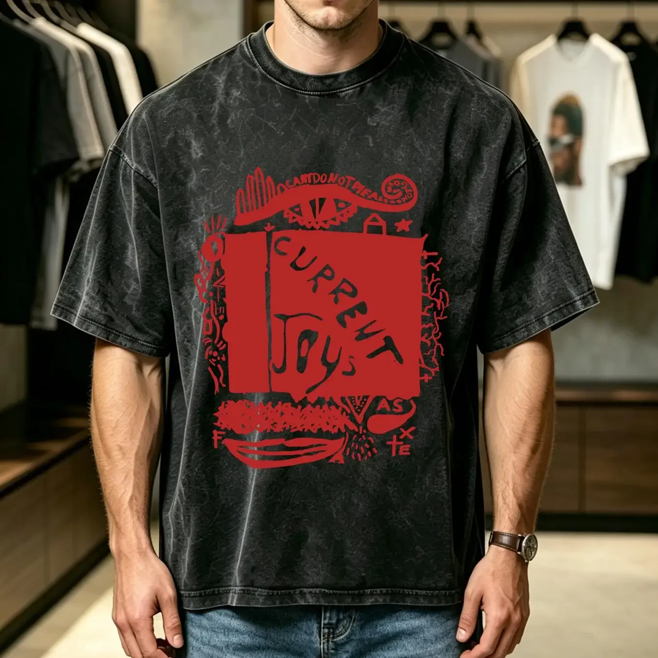 washed T Shirt Current Joys For Fan Full Size S 5XL SE347 vintage Washed homme Soft streetwear fashion Unisex Casual graphic
