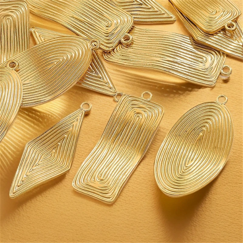 5 Pieces New Fashion 18K Gold Plated Geometric Stripe Square Charms For DIY Earrings Necklace Pendant Jewelry Making Accessories