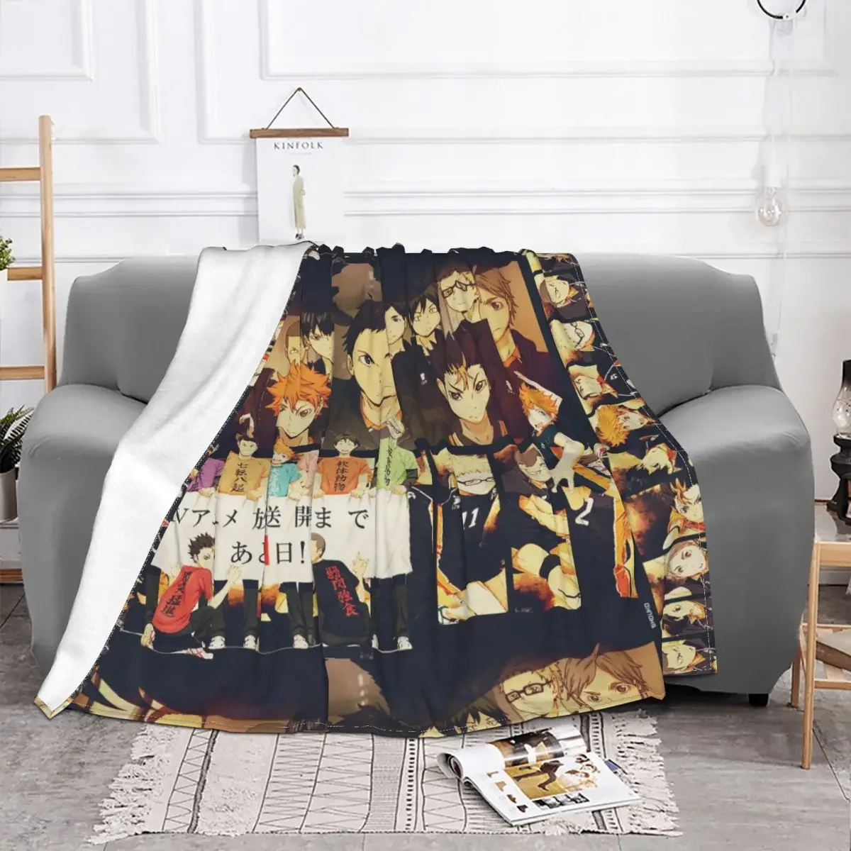 Volleyball Haikyuu Flannel Blankets Japanese Anime Vintage Awesome Throw Blankets for Home 150*125cm Bedspreads