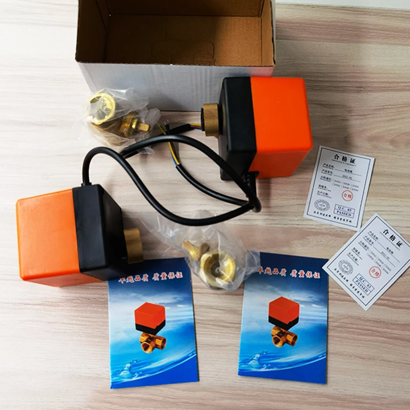 DN15/20/25/32/40/50 AC220V Brass Electric Ball Valve Three Wire Two Control 2-way 3-way Solenoid Valve with Actuator