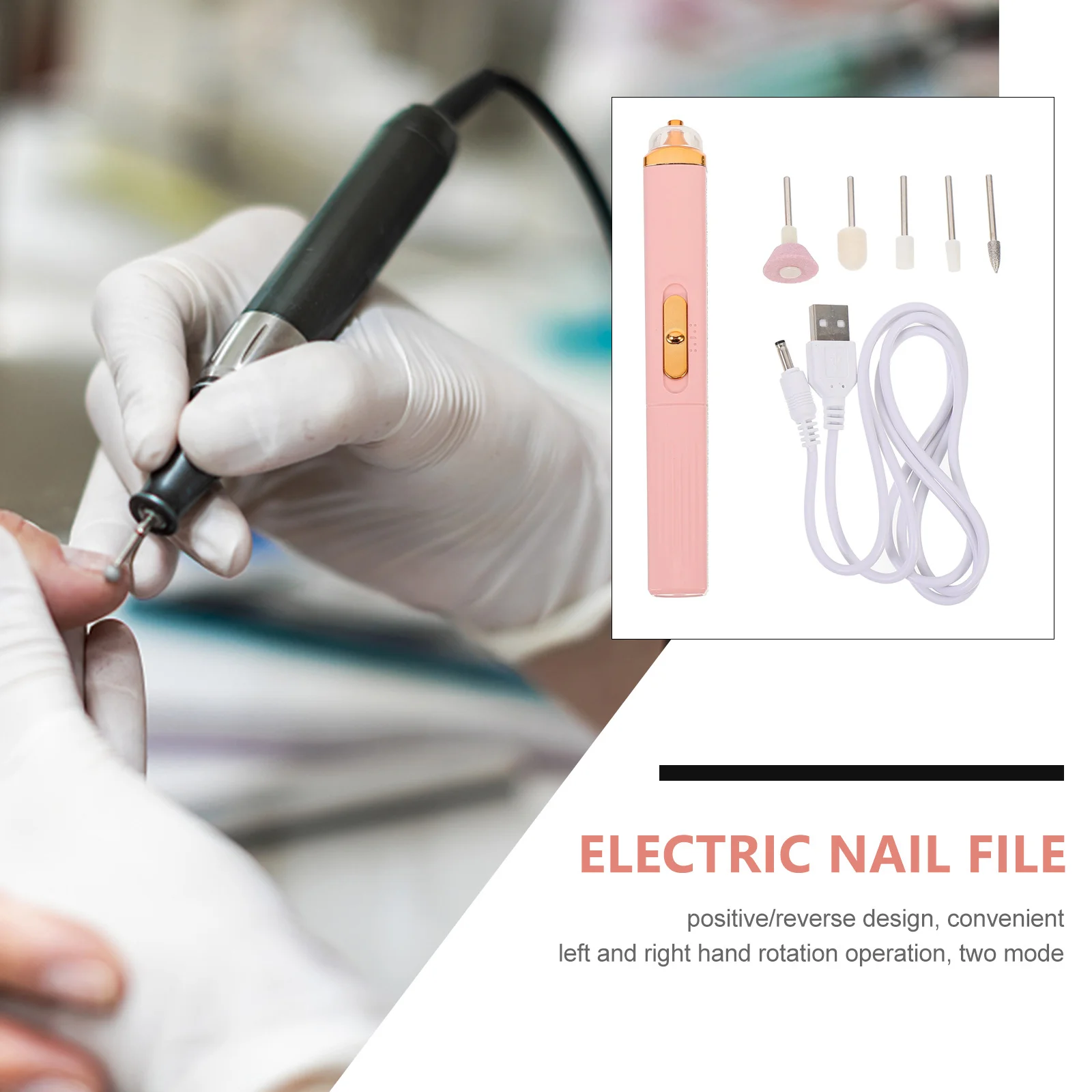 

1 set Electric Nail Drill Machine Pen Shape Lightweight Usb Rechargeable For Acrylic Nails Manicure Tools Nail File Grinding Kit
