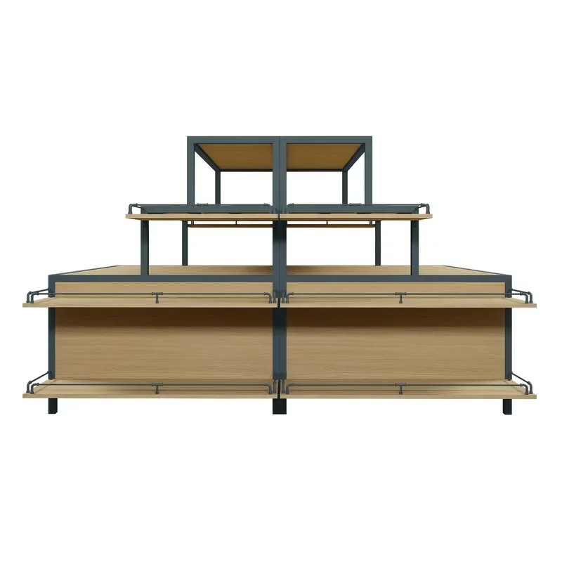 for Steel and Wood Supermarket Shelves Reinforced Frame High Load Bearing 5 Tier Display Rack for Retail Fast Installation