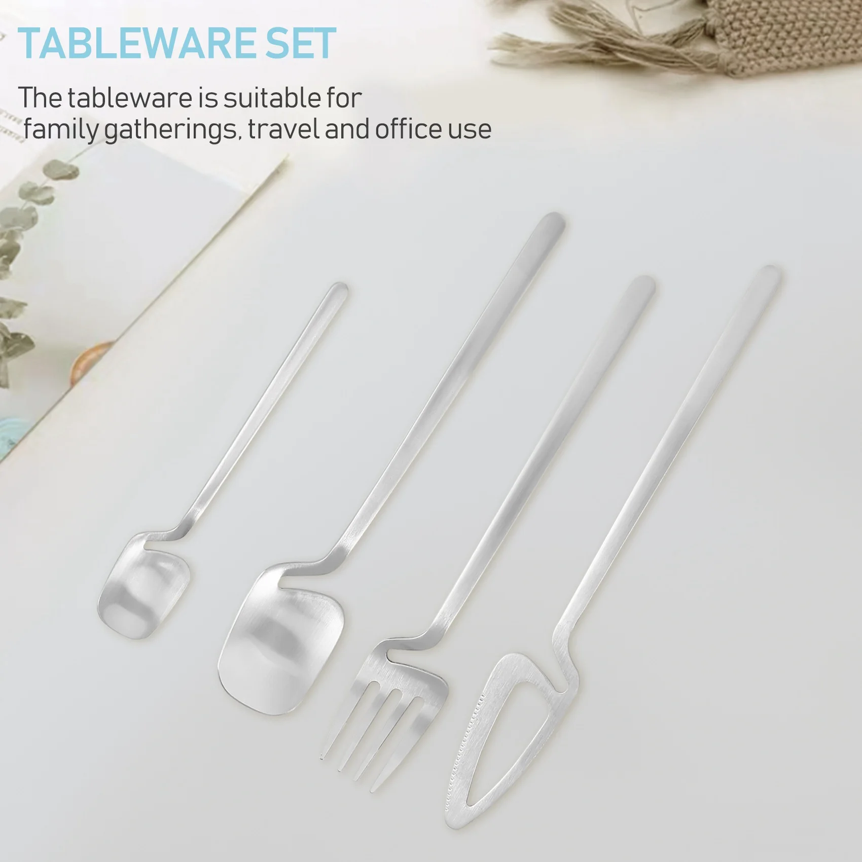 Matte Cutlery Set,Stainless Steel Dinner Tableware,Flatware Set,Knife Fork Spoon Dinnerware Set Party Set(4 PCS)