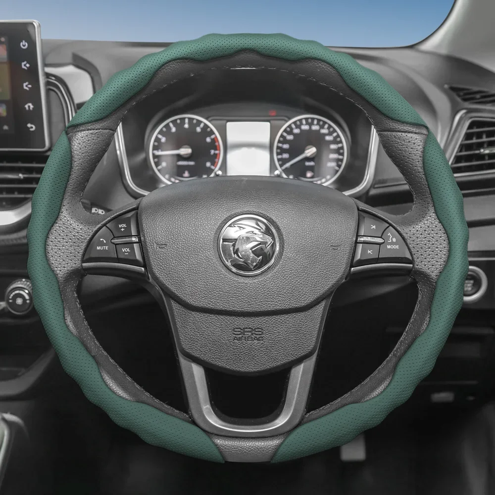 Suitable for Proton Steering Wheel Cover, Wave-Shaped Sport Design, Breathable Leather, Segmented Anti-Slip, Sweat-Absorbing