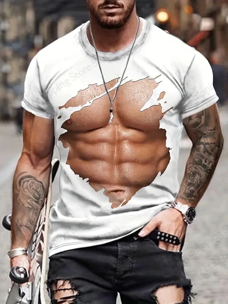 العضلات الجسم نمط ثلاثية الأبعاد طباعة الجرافيك تي شيرت الرجال النساء موضة عادية المتضخم قصيرة الأكمام بلايز المحملة رجل الملابس رياضة الجدة