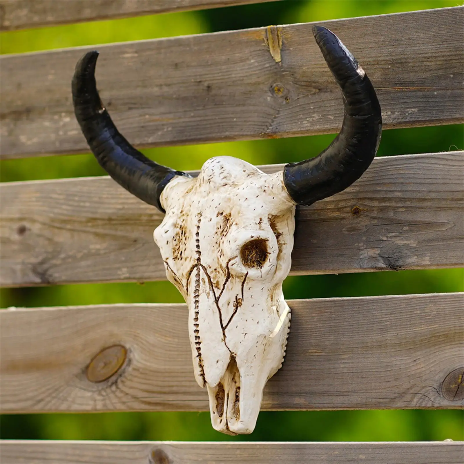 3D Bull Skull Sculpture Cow Skull Head Realistic Long Horn Cow Skull Statue Ornament for Wall Office Decoration Collectible Gift