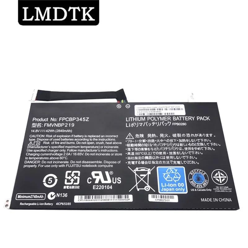 

LMDTK New FMVNBP219 FPCBP345Z Laptop Battery For Fujitsu LifeBook UH572 UH552 Ultrabook FPB0280 14.8V 2840mAh