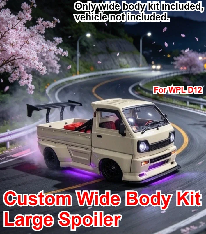 1/10 RC Pickup Truck Vehicle Wide Body Kit Large Spoiler Custom Model Number For WPL D12 Decorative Styling Decor Upgrade Parts