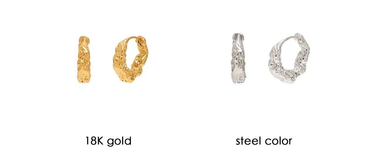 E.B.belle Minimalistische Creolen mit Hammer-Textur, hypoallergen, 18K vergoldeter Edelstahl, Damen-Modeschmuck – Detail 7