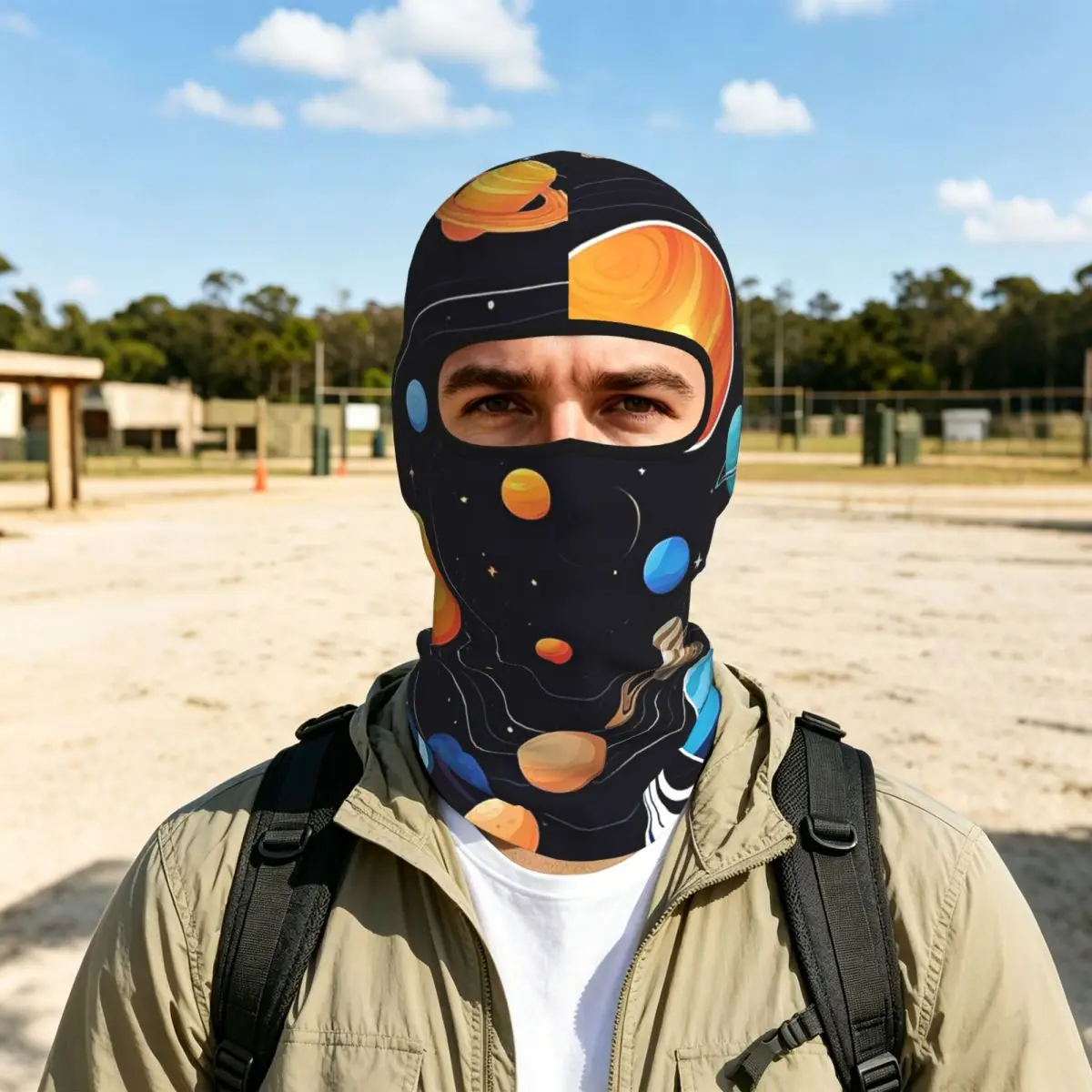 Solar System Space Planets Universe Breathable Thin Balaclava Full Face Mask Sun Protection Neck Gaiter For Motorcycle Outdoor