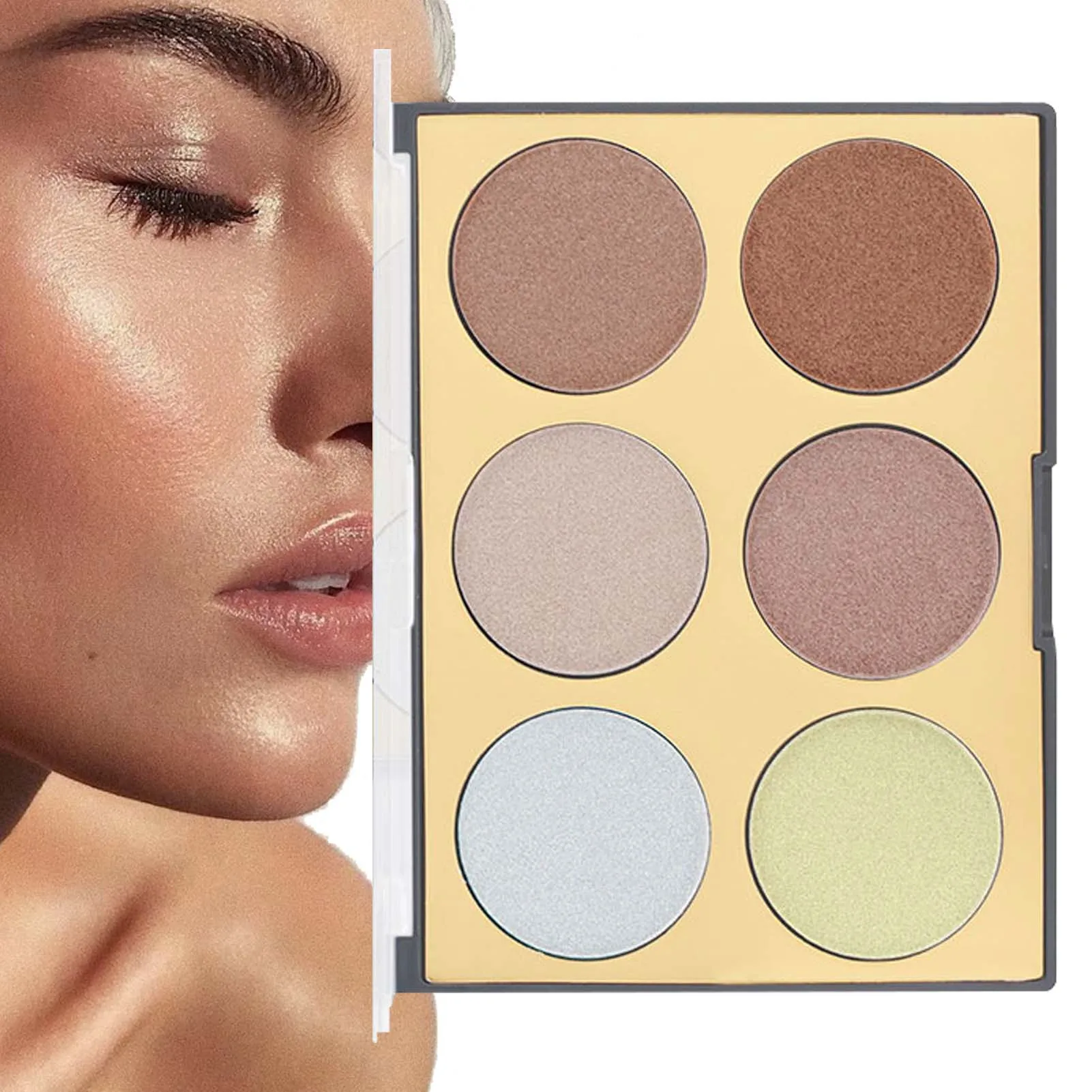 Highlight Contouring Powder 6-Color Face Highlighter Palette Great Long-Lasting Waterproof Cream  Shiny Contouring Glitter