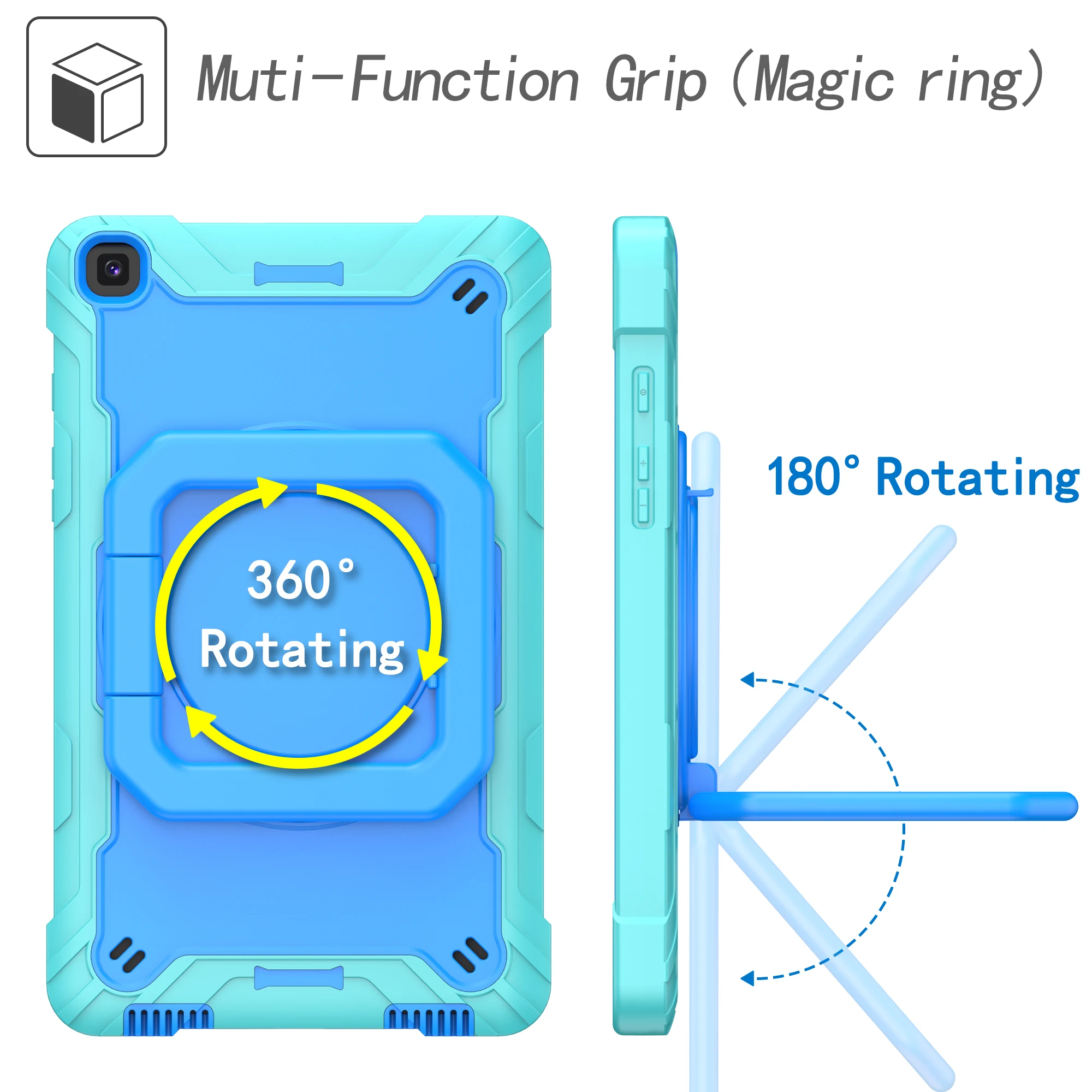 Funda multifuncional para Samsung Galaxy Tab A 8,0 2019 (SM-T290/T295/T297),360 °   Soporte giratorio, a prueba de golpes y anticaídas