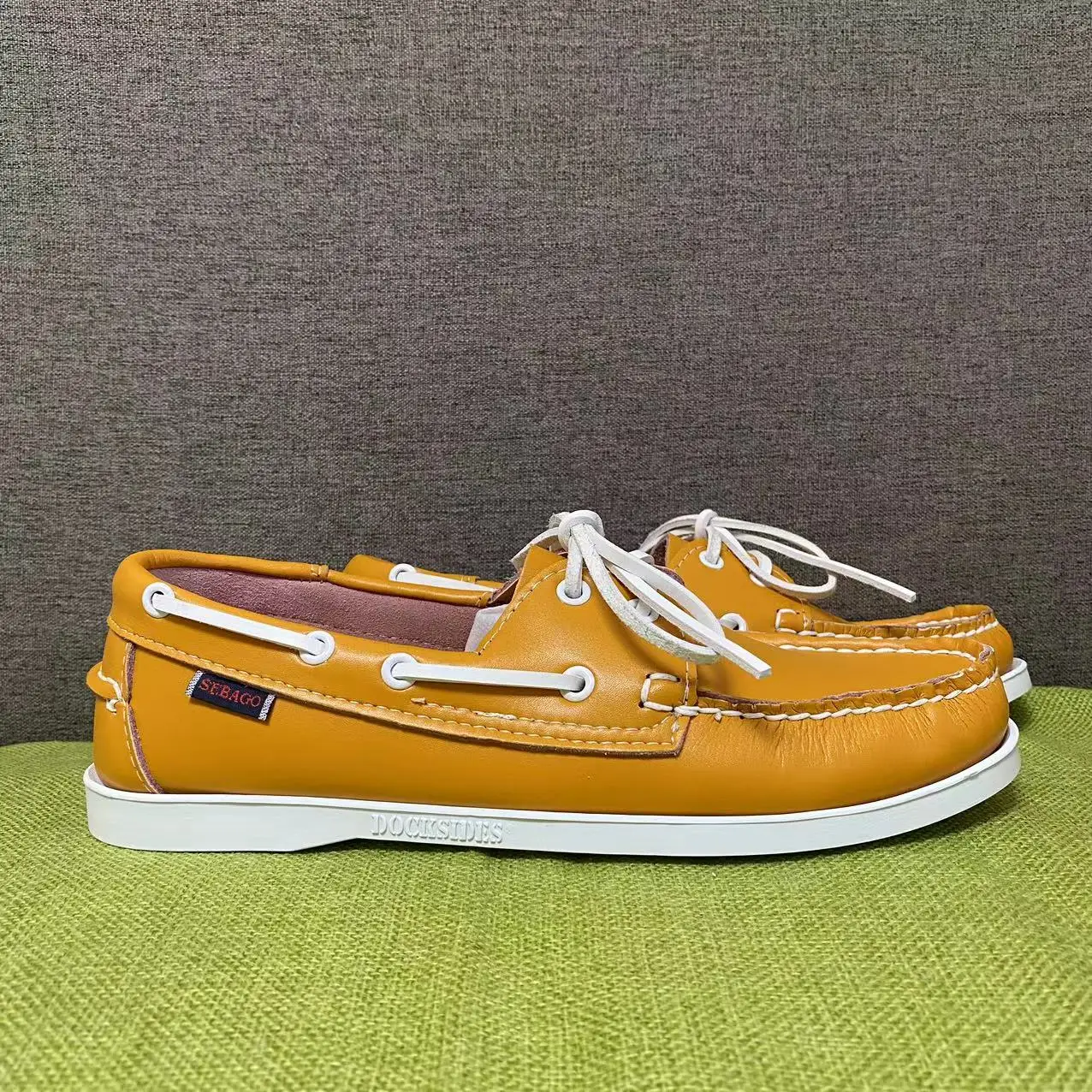 

Men Authentic Sebago Homme Docksides Shoes - Premium Leather Moc Toe Lace Up Boat Shoes AB043