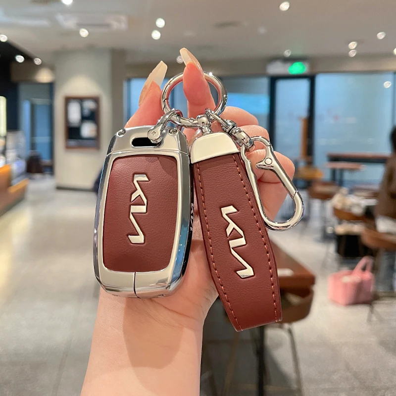 

Zinc Alloy Leather Auto Shell Fob For Kia K3 K4 Sportage KX3 Eulag KX57 Keunshin Shell CROSS Solonato K5 Car Key Accessories