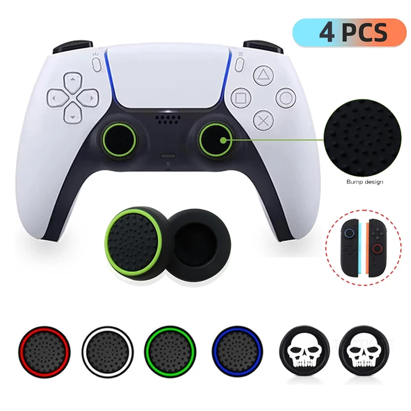 4 قطعة سيليكون التناظرية ThumbStick قبضة قبعات غطاء ل PS5/PS4/PS3/التبديل 2 اكسسوارات ل سطح البخار/Xbox One/Xbox 360 تحكم