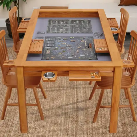 63" Solid Wood Board Game Table for Gaming/Dining, Removable Top