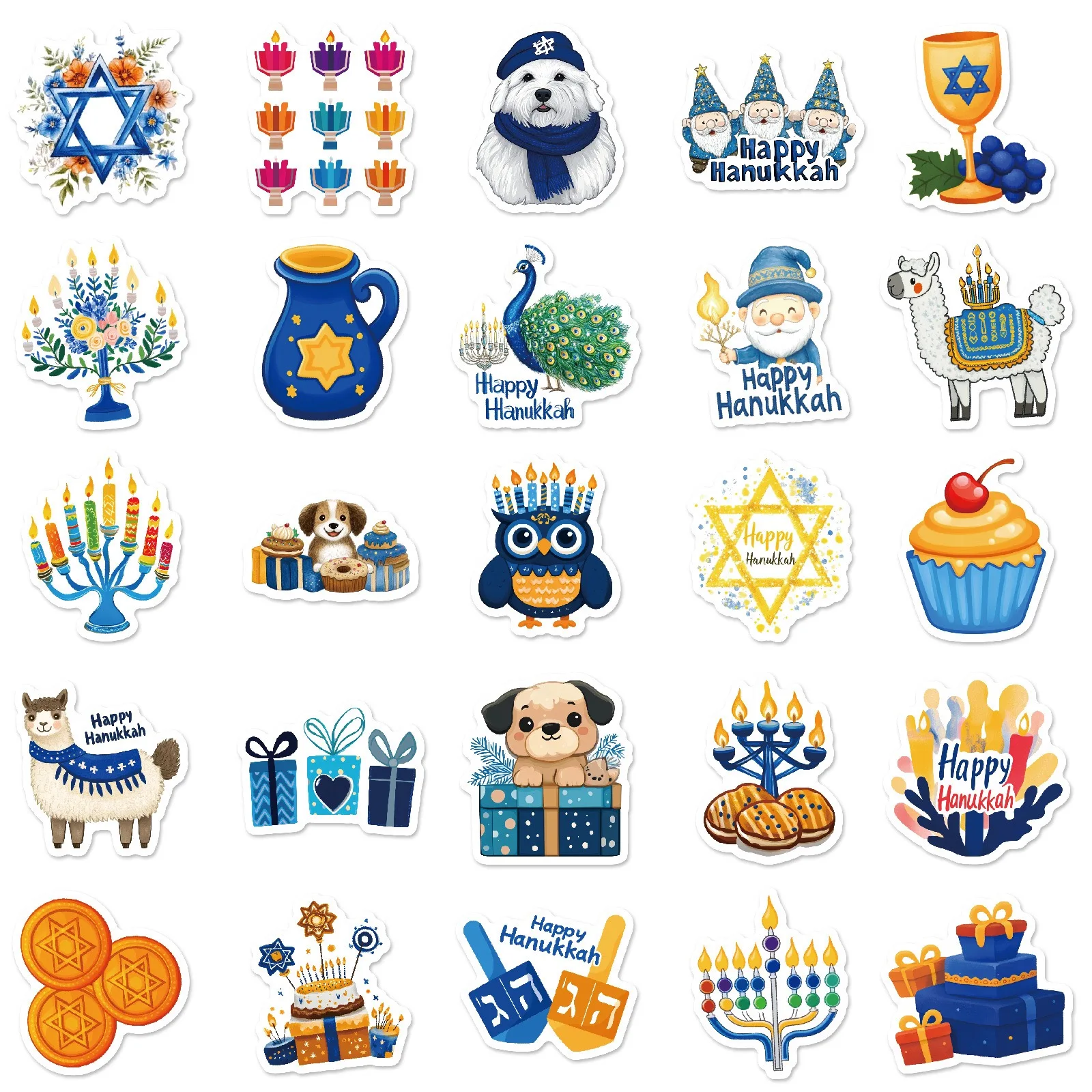 10/50Pcs Happy Hanukkah Festival Autocollants Étanche Graffiti Jouet BRICOLAGE Enfants Scrapbook Téléphone Bagages Ordinateur Portable Voiture Planche À Roulettes Autocollant