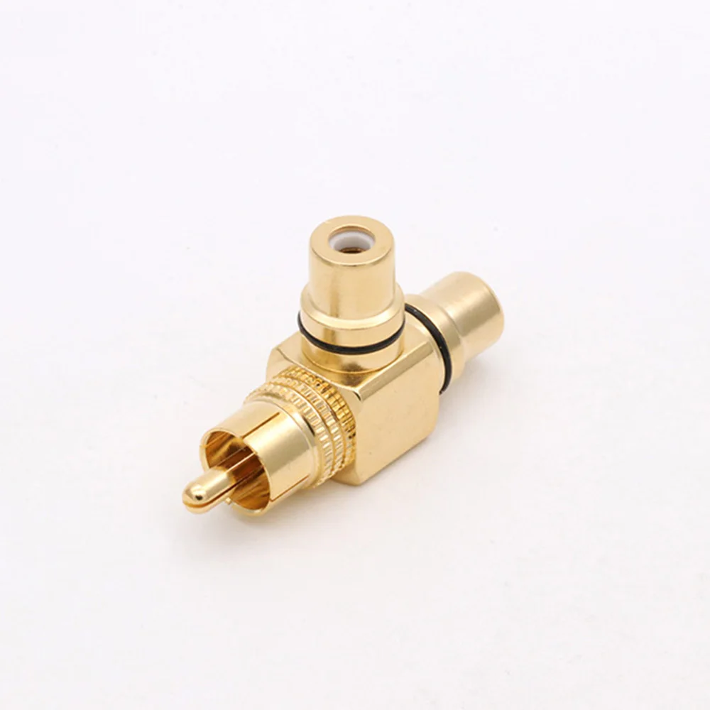 2pcs/1pair High Quality Gold Plated RCA Male to 2 Female RCA Splitter Adapter AV Video Audio T Plug RCA 3 way Plug R Connector