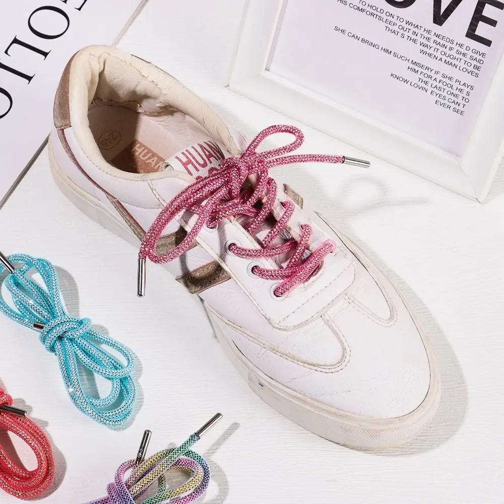 1PC DIY With Wrap Net Drawstring Accessories Diamond Shoe Laces Rhinestone ShoeLaces Sneakers Laces Bright Strings