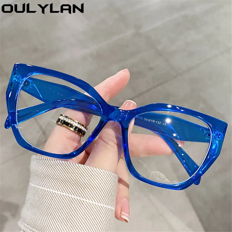 Oulylan Fashion Anti Blue Light Eyeglasses Frames Women Men Vintage Computer Glasses Frame Classic Decoration Fake Eyewear