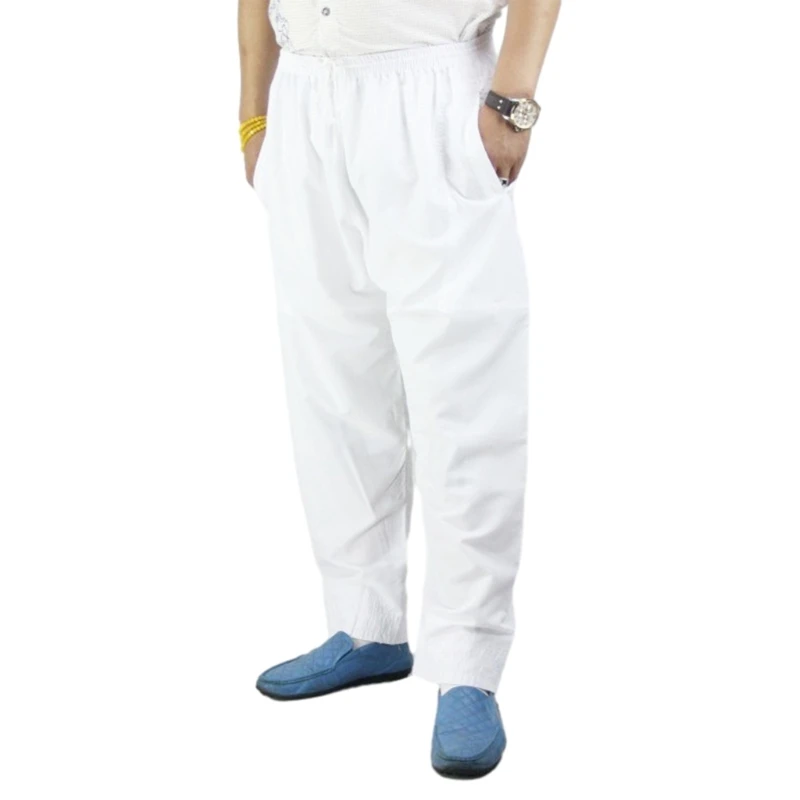 Men Muslims Trousers Casual Loose Afghan Pant Cotton Pants with Drawstring