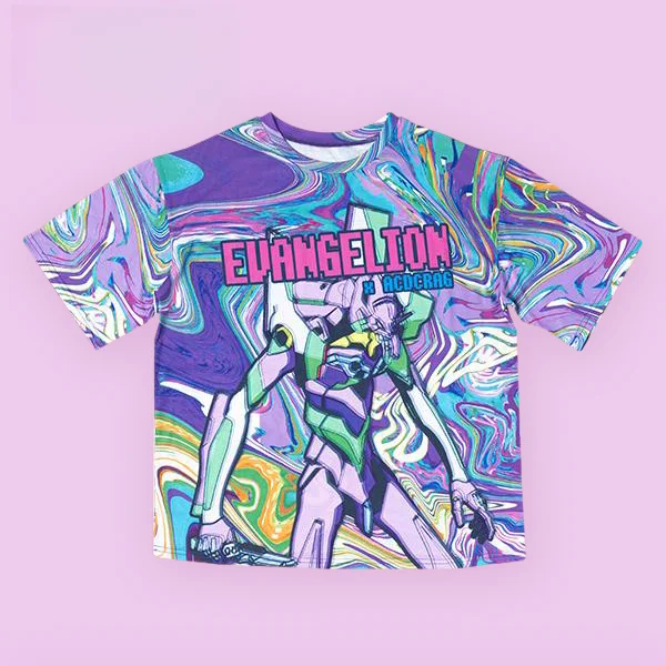 EVA Adult and Children Neon Genesis Evangelion Color Tie-Dye 3D Print Harajuku Style Short Sleeve T-Shirt, Shorts, Friends