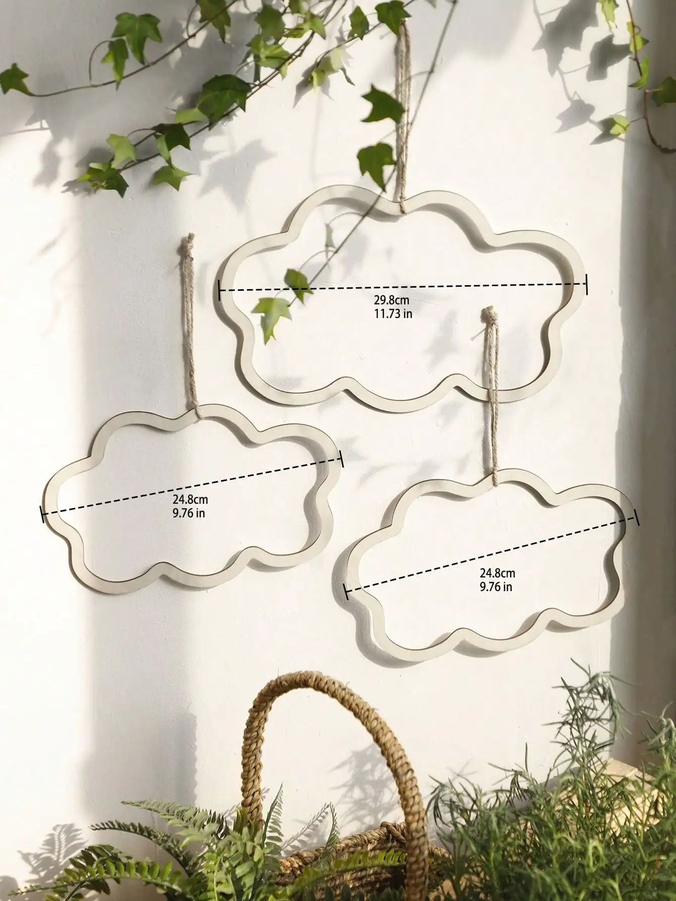 3pc Cloud Hollow Wood Sign Cutout Wooden Hanging Ornament for Wreath Home Decoration Christmas Tree Party Decoration Wall Decor