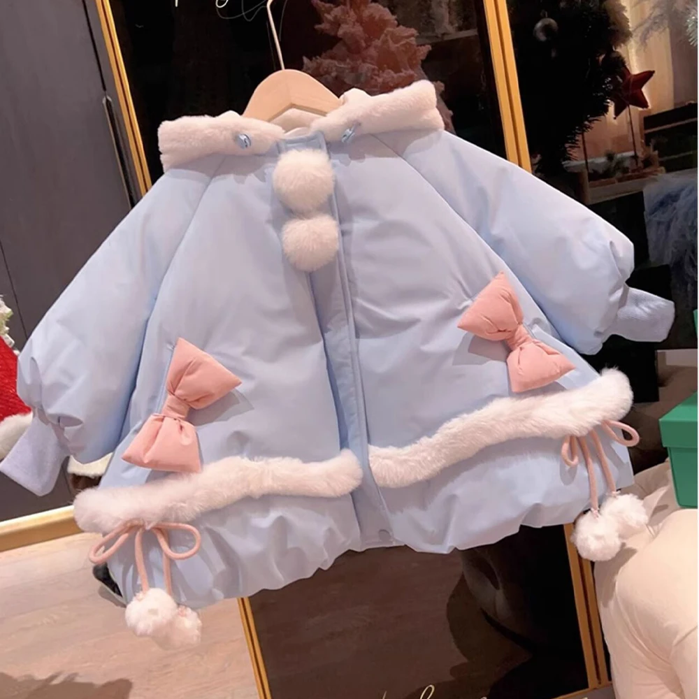 Winter Sanrios Cinnamoroll Lolita Anime Blue Down Jackets Girl Kids Fashion Kawaii Birthday Party Role Play Cute Cartoon Gifts