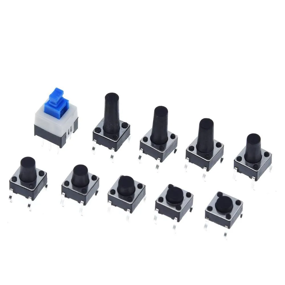 10 Types of 180pcs Button Switch Direct Insertion Light Touch Switch Button Switch Classification Box Kit