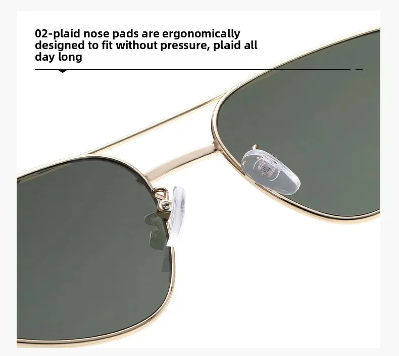 Pilotensonnenbrille Damen Sonnenbrille Metallrahmen Doppelte Brücke Herren Fahrbrille Brillen Mode Brillen 2025, Trend UV-Schutz – Detail 7