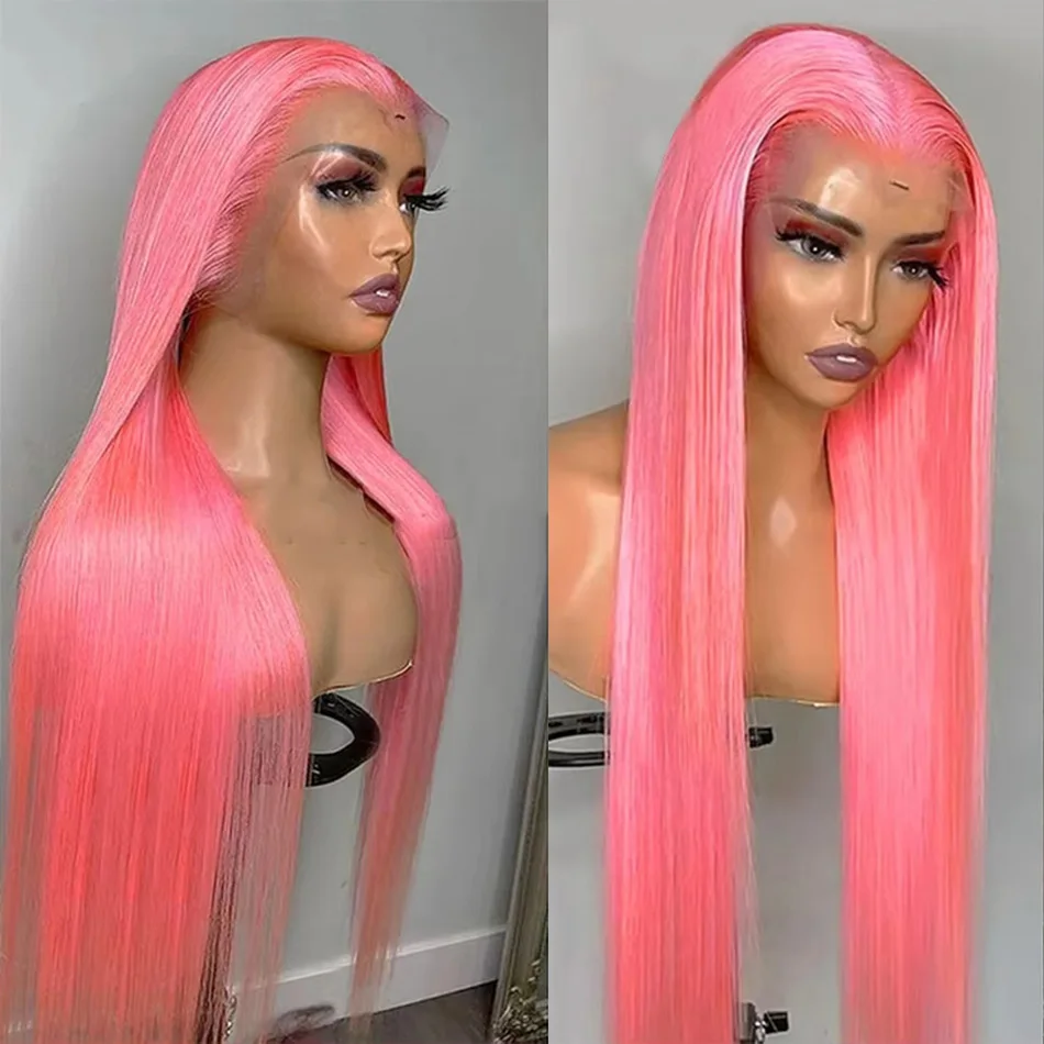 34 36 Inch 13x4 Bone Straight Frontal 613 Colored Wigs For Women 13x6 Hd Transparent Pink Lace Front Wig Human Hair Pre Plucked