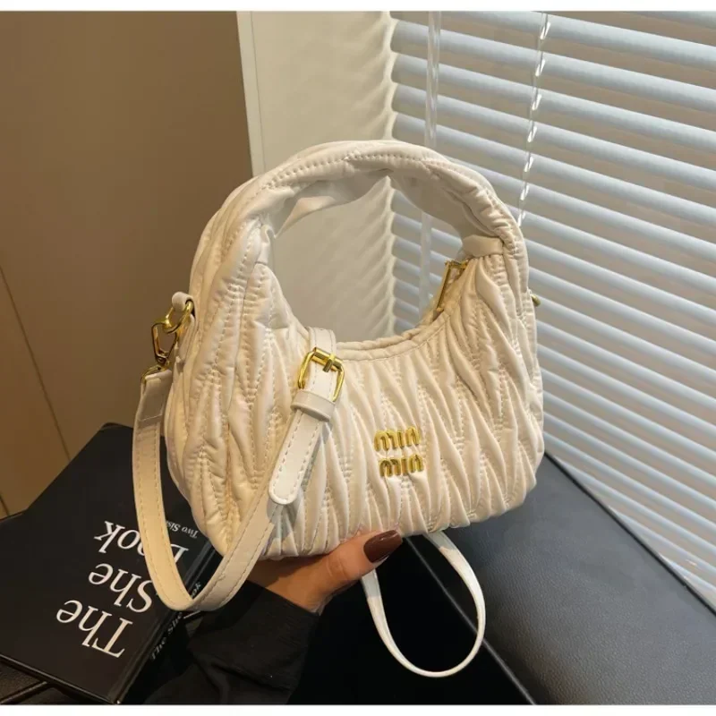 

​ ​ Плиссированная большая сумка из нержавеющей стали 2025 года с вышивкой, шикарная трансформируемая сумка через плечо и через плечо для женщин, текстурированный день