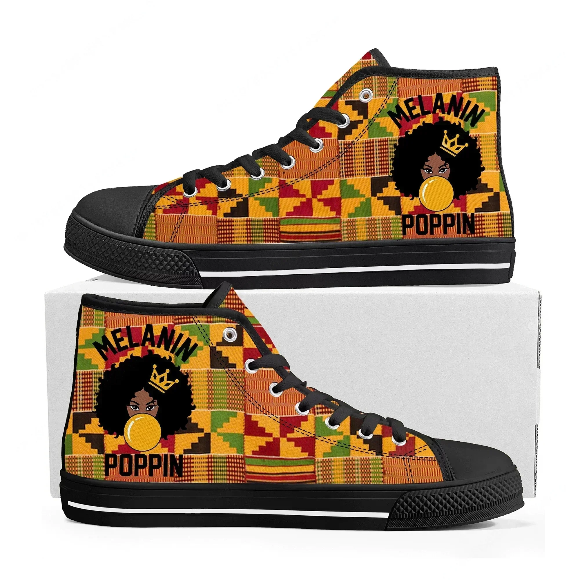 

African Ethnic Culture Design High Top Sneakers Mens Womens Teenager High Quality Canvas Sneaker couple Casual Shoe Custom Shoes