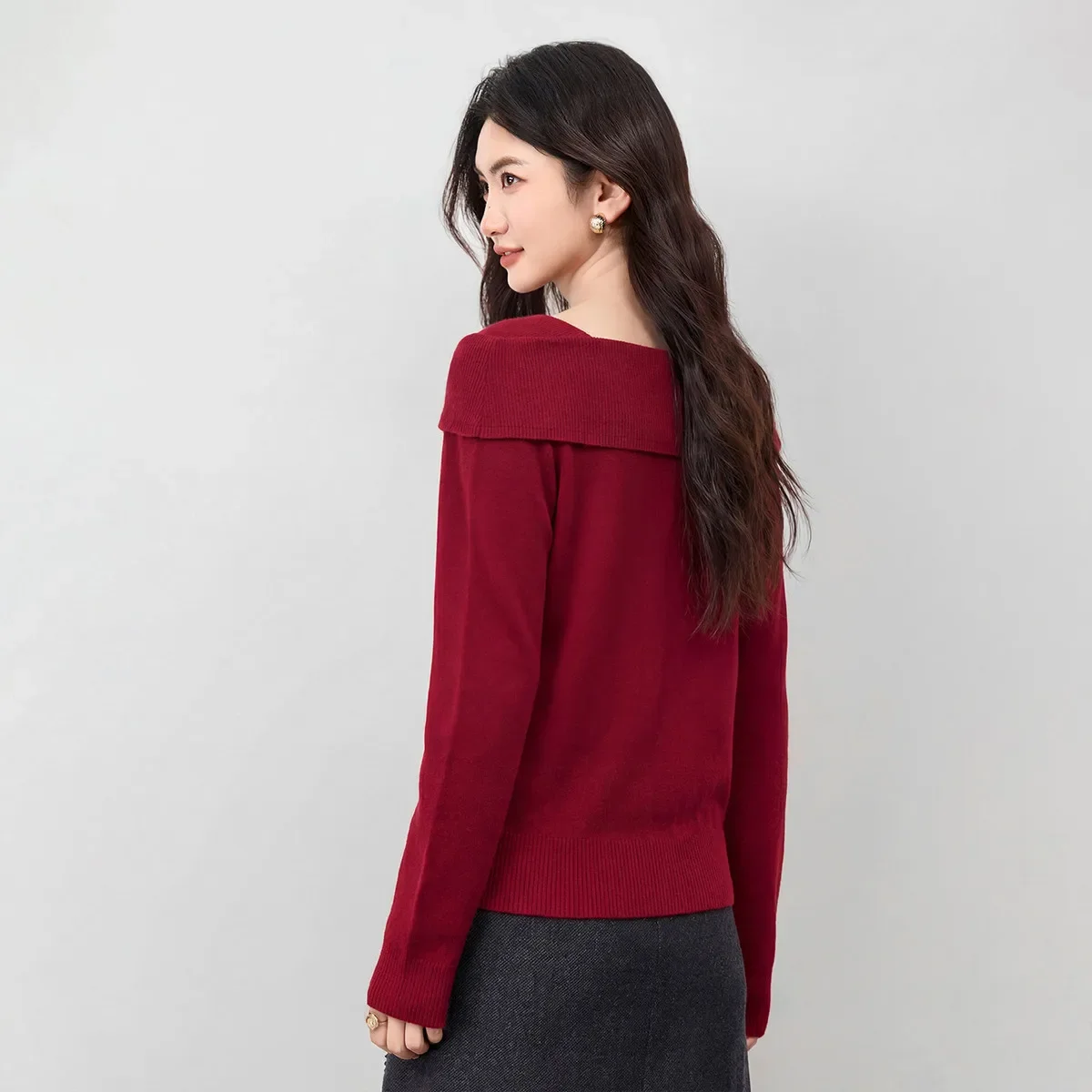SENTUBILA Women's New Year Red 2 Pieces Set 2026 Autumn Wool Sweater A-Line Mini Skirt Fashion Elegant Female Suit 761ZF6710Z