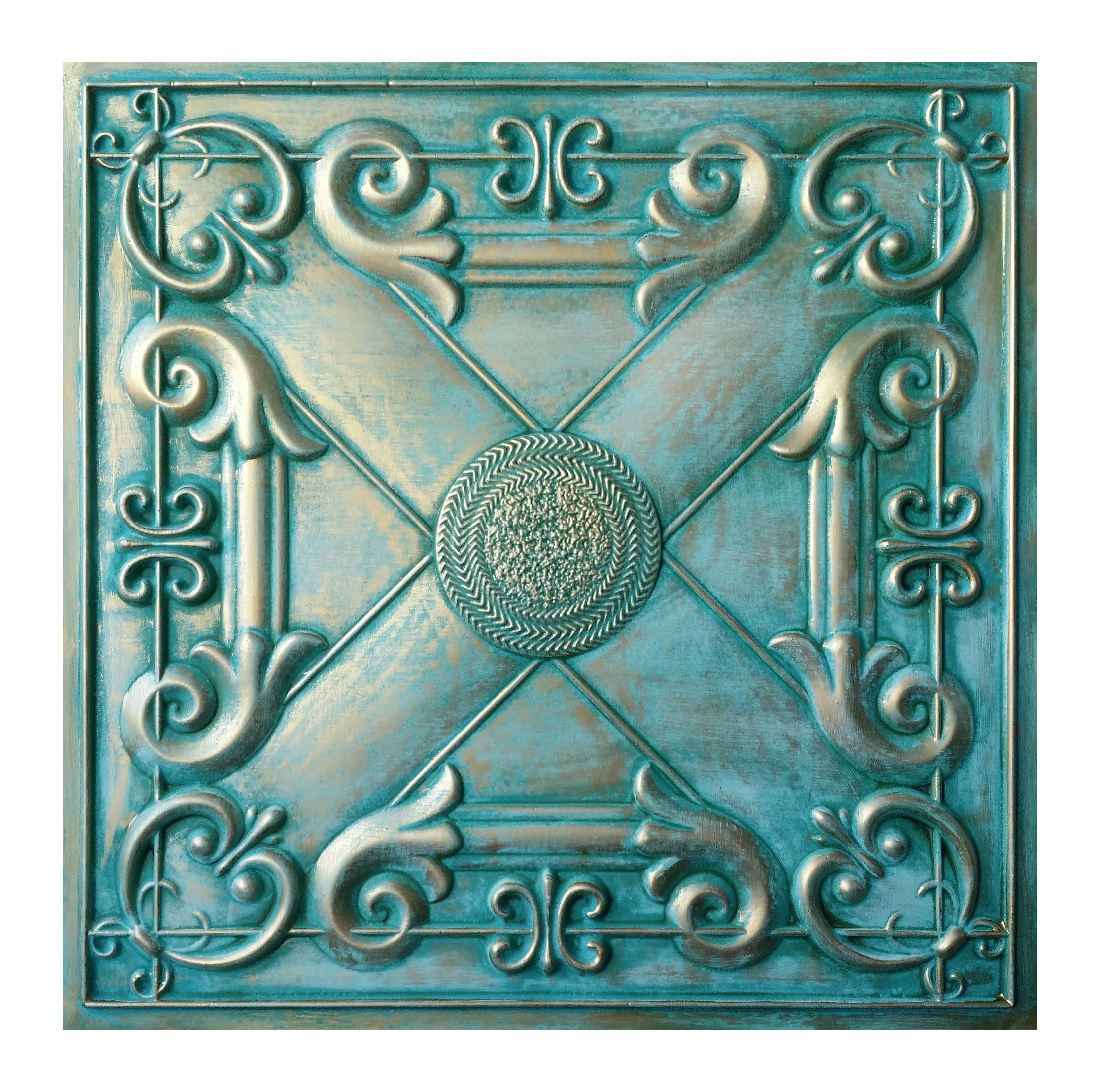 Ceiling tile cafe pub restaurant well ceiling panels PL22 Aged cyan gold 10pcs