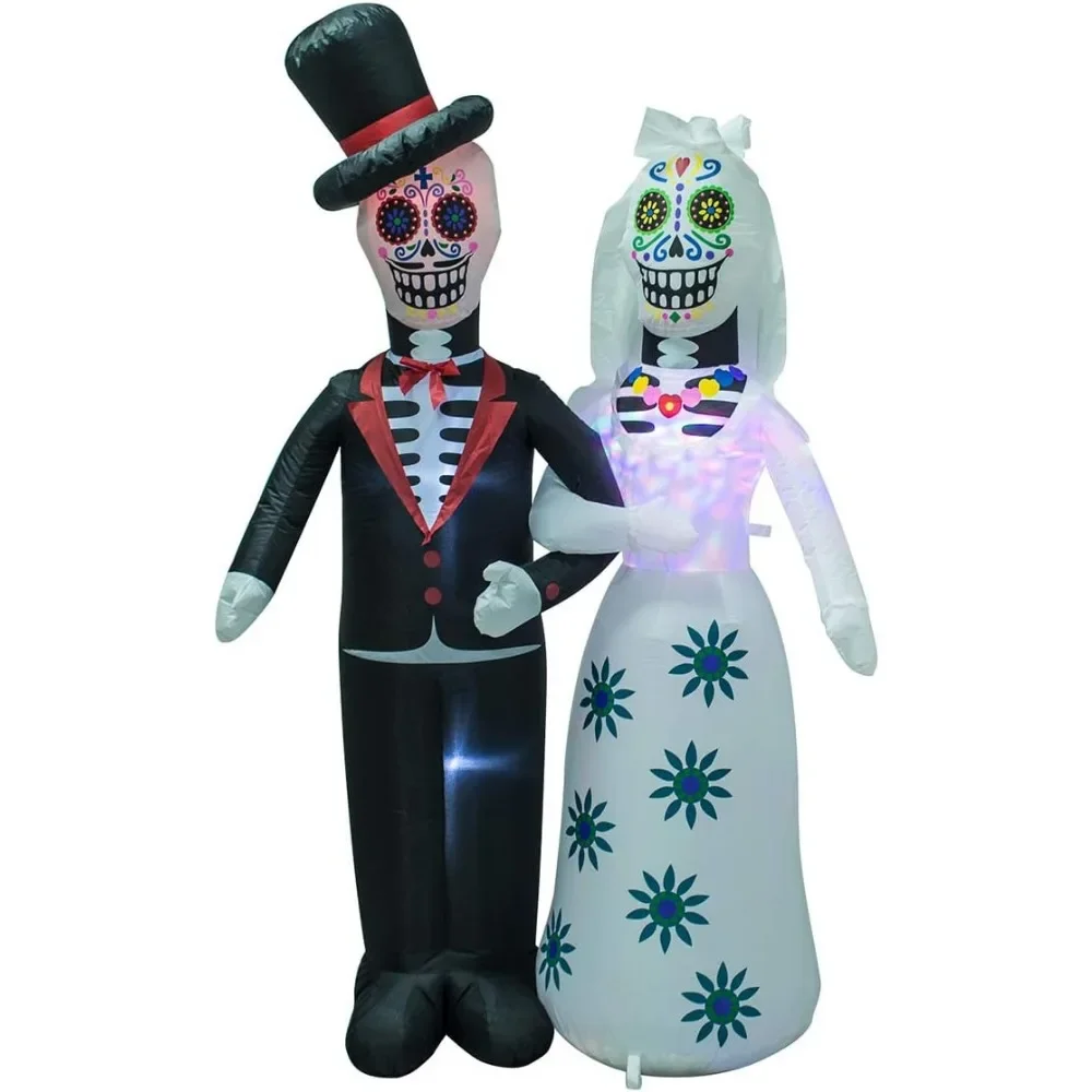 6 Feet Day of The Dead Couple Halloween Inflatable LED Lights Decor Outdoor Indoor Holiday Decorations,Blow up Lighted Yard