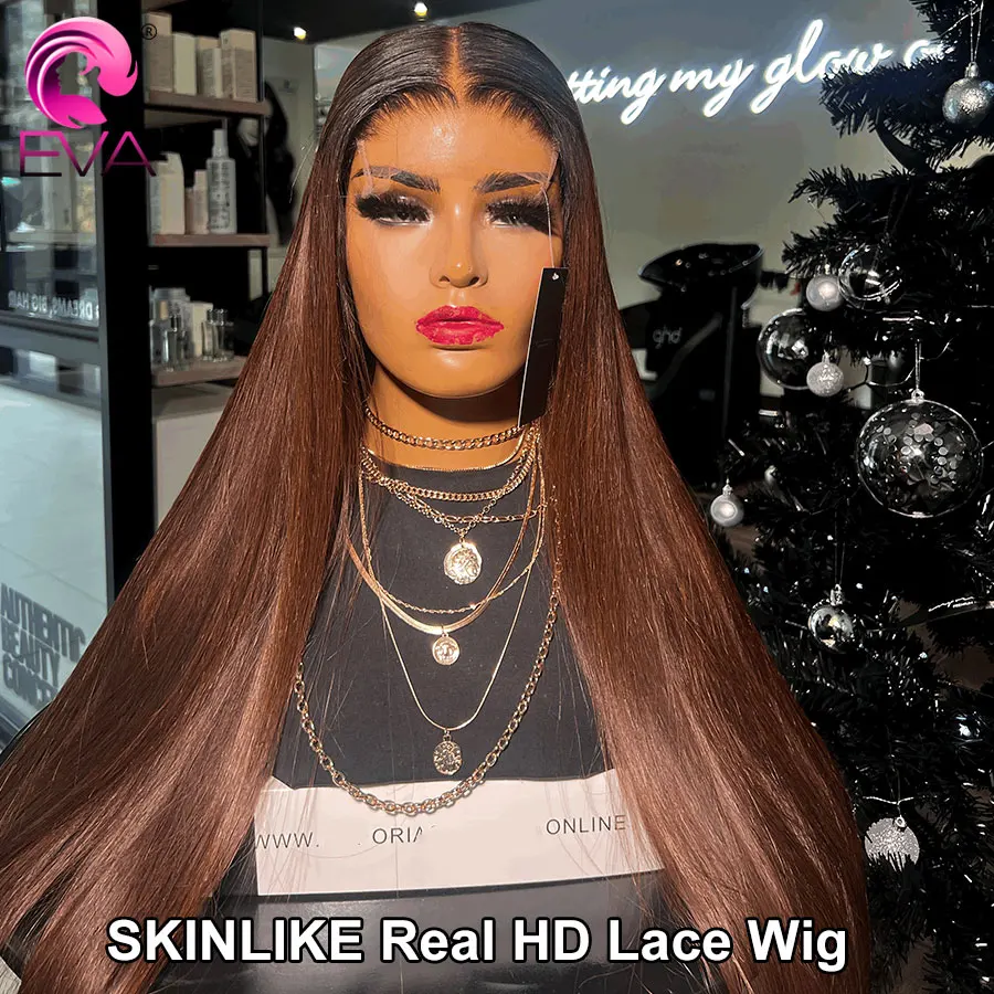 

warm copper brown 5X5 Glueless HD Lace Closure Wig Ombre Color Human Hair Wig Pre Plucked Ultra Fitted HD Lace Frontal 13x6 Wigs