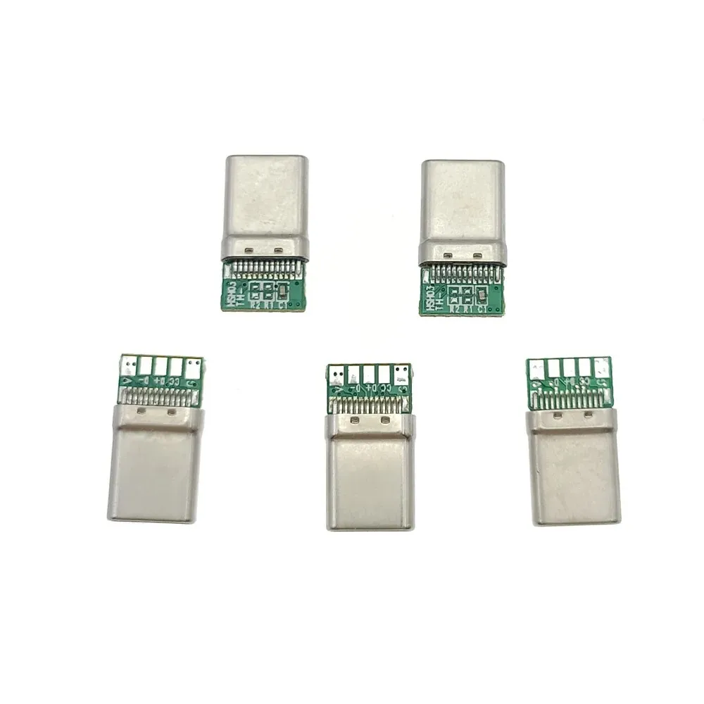 20PCS USB 3.1 Type-C PD 20W Connector 5Pin Male Receptacle Adapter to Solder Wire & Cable High Current Support PCB Board plug